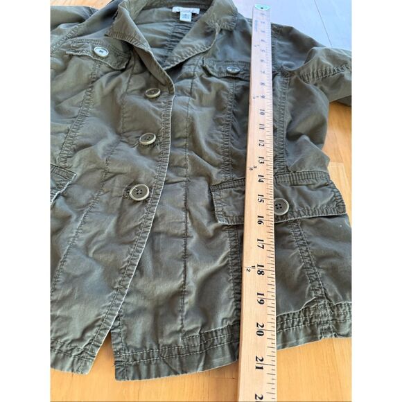 Talbots Petites 10P Olive Green Cotton Utility Jacket Safari Style Casual Blazer - Picture 6 of 11